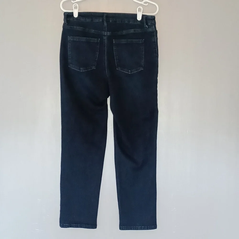 Time and True Pull On Jeans Womens M 8-10 Dark Wash Denim Faux Fly Stretch Pants